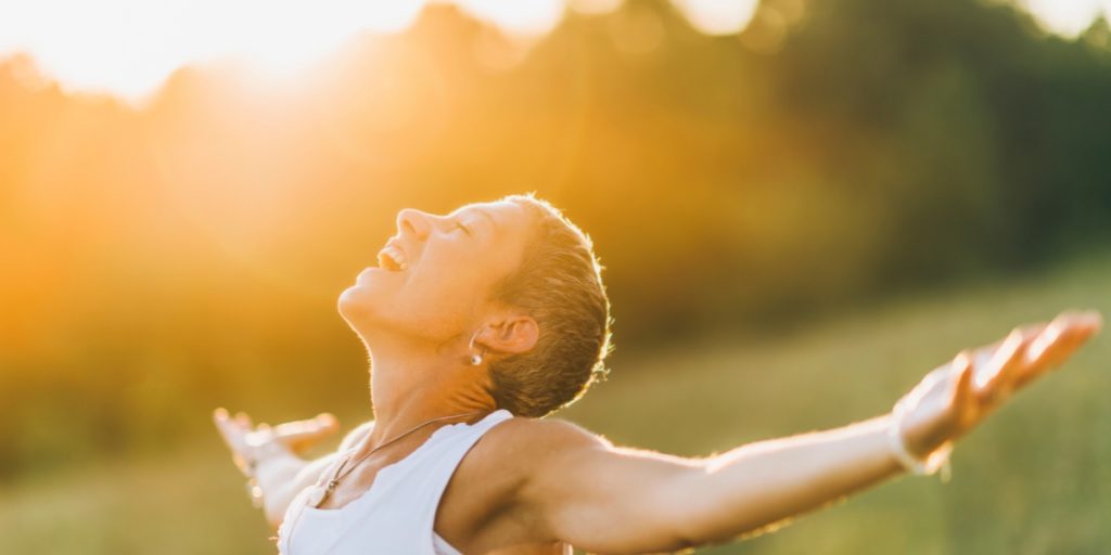 Woman experiencing a spiritual awakening