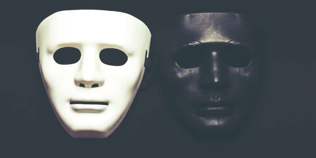 Black and white human face masks